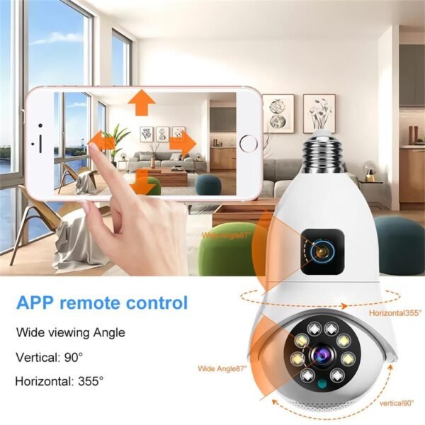 | Smart Home 2MP Dual Lens E27 Lamp Holder Light Bulb CCTV Camera V380 Pro Night Vision Wireless WiFi Bulb IP Camera