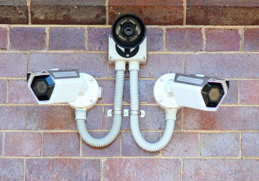 Surveillance cameras on duty for security measures